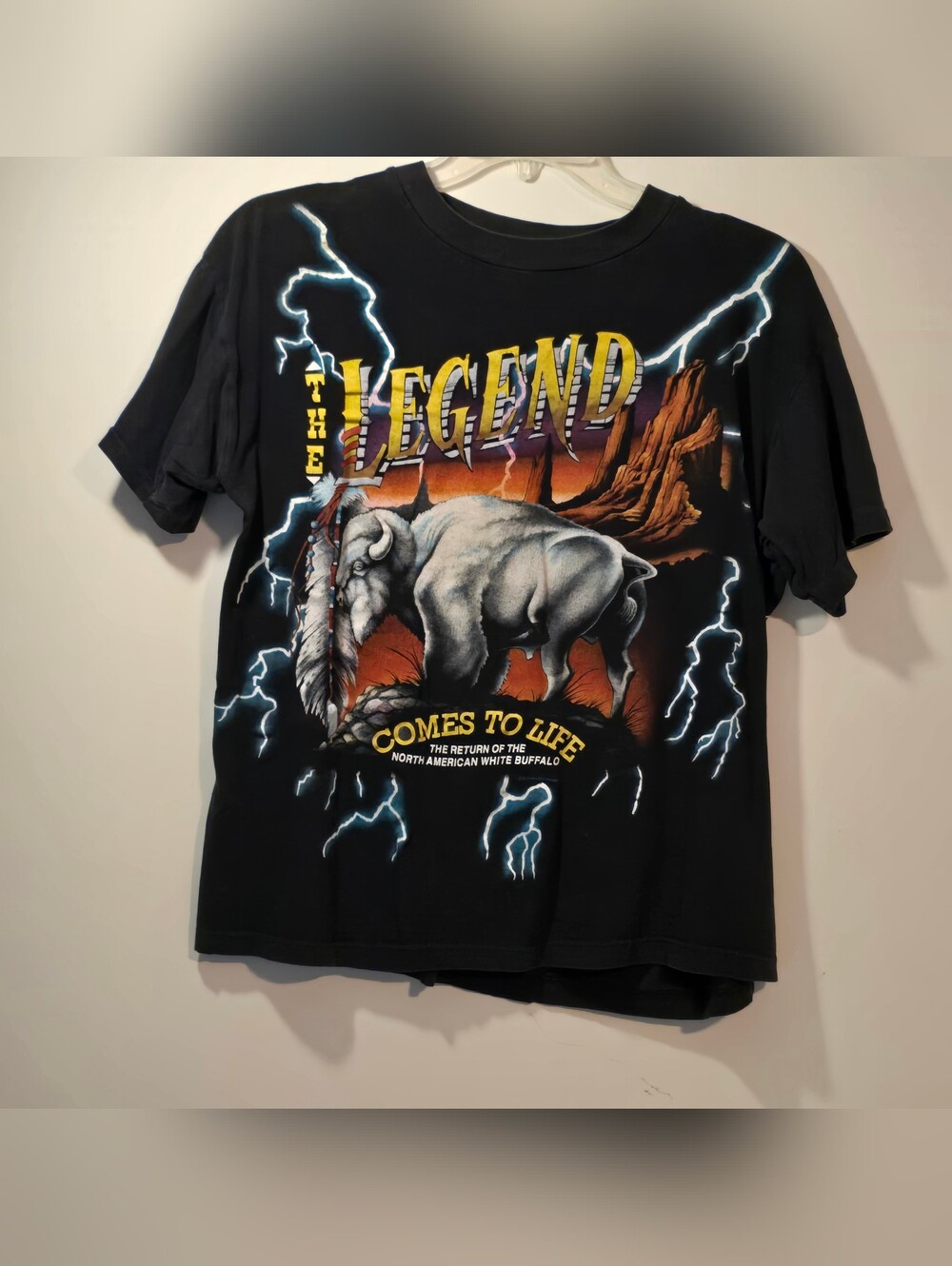 Vintage 'The Legend Is Born' Buffalo Graphic Tee Lightning American Thunder
